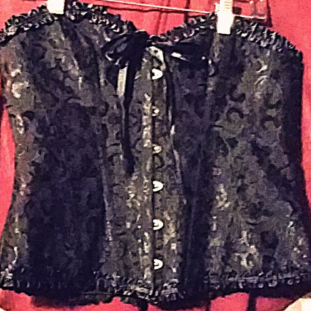 NWT Black Jacquard Corset w/steel boning